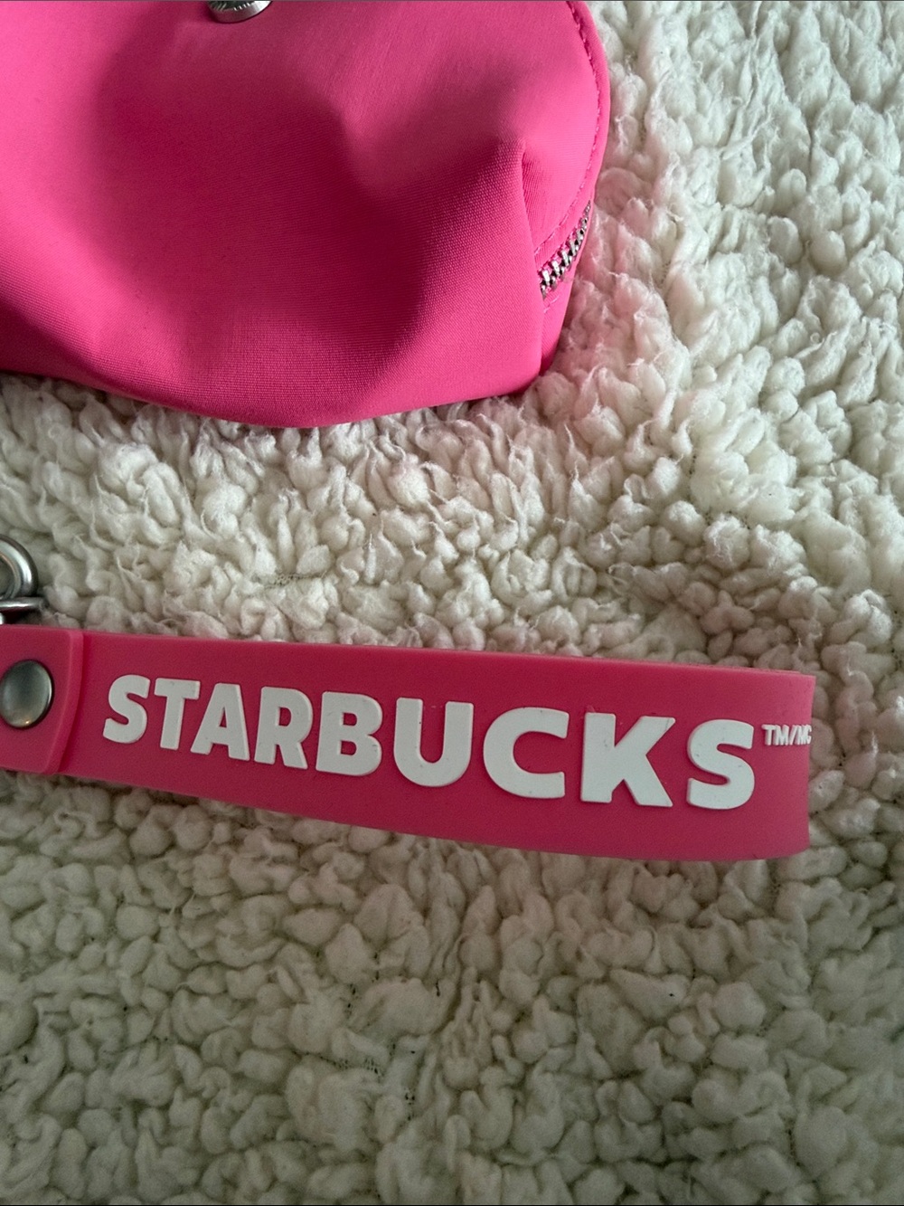 Starbucks Hot Pink Wristlet with Strawberry and Cup Charms - Picture 3 of 6